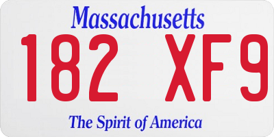 MA license plate 182XF9