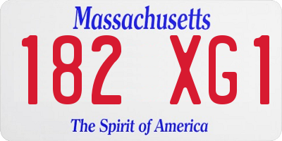MA license plate 182XG1