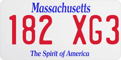 MA license plate 182XG3