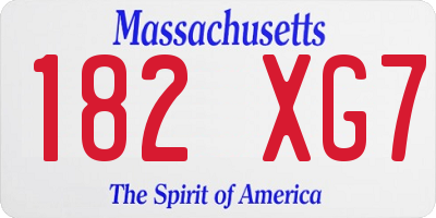 MA license plate 182XG7