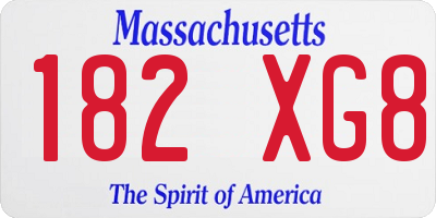 MA license plate 182XG8