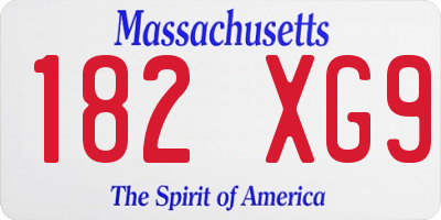MA license plate 182XG9