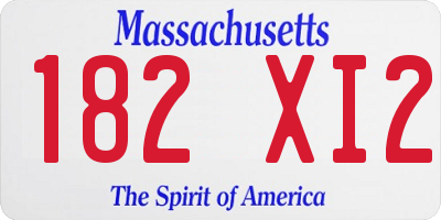 MA license plate 182XI2