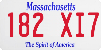 MA license plate 182XI7