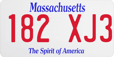 MA license plate 182XJ3