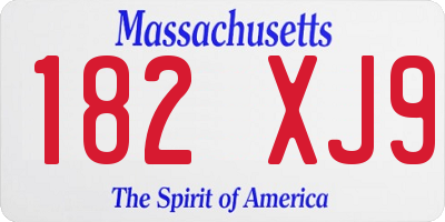 MA license plate 182XJ9