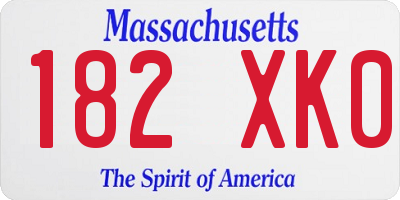 MA license plate 182XK0