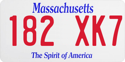 MA license plate 182XK7