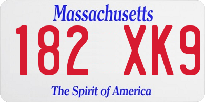 MA license plate 182XK9