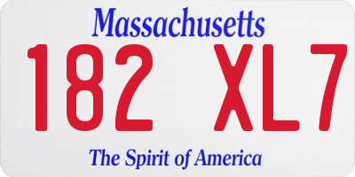 MA license plate 182XL7