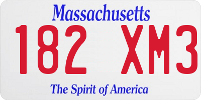 MA license plate 182XM3