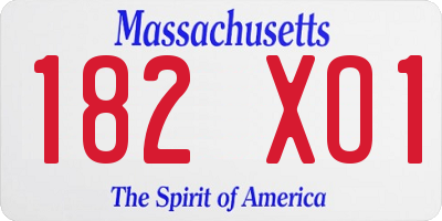 MA license plate 182XO1