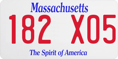 MA license plate 182XO5