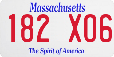 MA license plate 182XO6