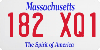 MA license plate 182XQ1