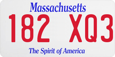 MA license plate 182XQ3