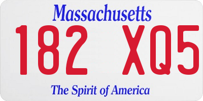 MA license plate 182XQ5