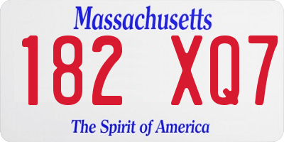 MA license plate 182XQ7