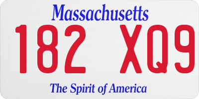 MA license plate 182XQ9
