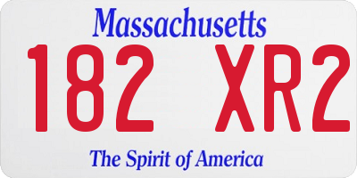 MA license plate 182XR2