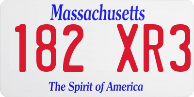 MA license plate 182XR3