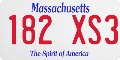 MA license plate 182XS3