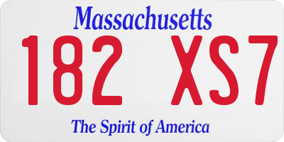 MA license plate 182XS7