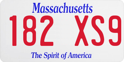 MA license plate 182XS9
