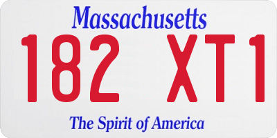 MA license plate 182XT1
