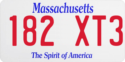 MA license plate 182XT3