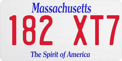 MA license plate 182XT7