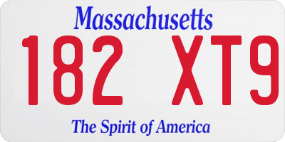 MA license plate 182XT9