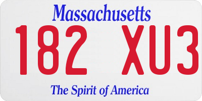 MA license plate 182XU3