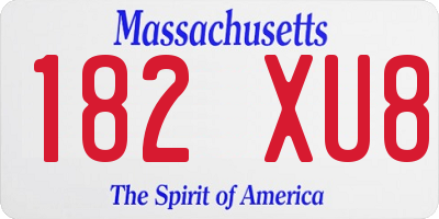 MA license plate 182XU8