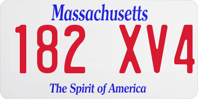 MA license plate 182XV4