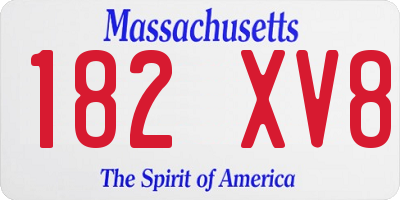 MA license plate 182XV8