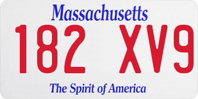 MA license plate 182XV9