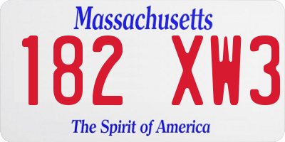 MA license plate 182XW3