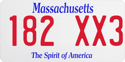 MA license plate 182XX3