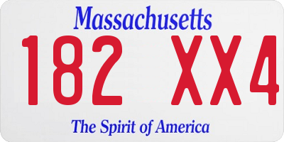 MA license plate 182XX4
