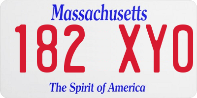 MA license plate 182XY0