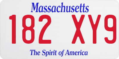 MA license plate 182XY9