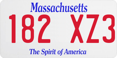 MA license plate 182XZ3