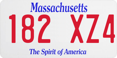 MA license plate 182XZ4