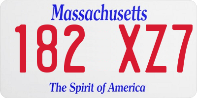 MA license plate 182XZ7