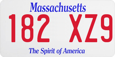MA license plate 182XZ9