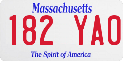 MA license plate 182YA0