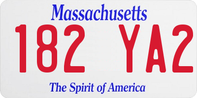 MA license plate 182YA2