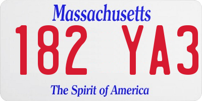 MA license plate 182YA3