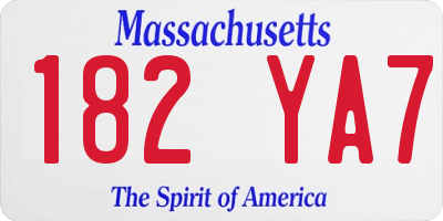 MA license plate 182YA7